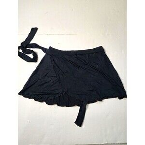 Nike x Skims Stretch Knit Wrap Skirt Womens Med Black Tie Close Tulip Hem Ballet